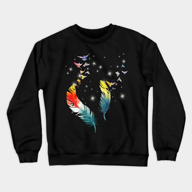 Colorful Feather Birds Costume Gift Crewneck Sweatshirt by Pretr=ty